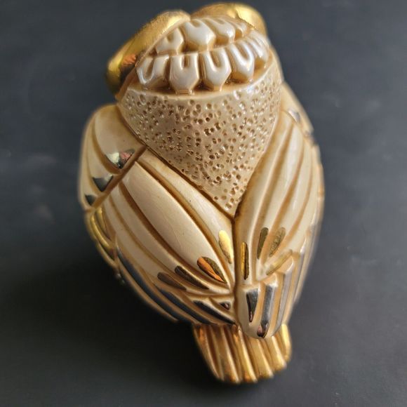 Rinconada Snowy Owl Gold Silver  Accents Figurine De Rosa  Uruguay Limited Ed. - Picture 2 of 15